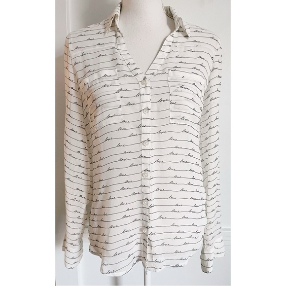 Express • White Black Portofino Love Blouse - Picture 2 of 5